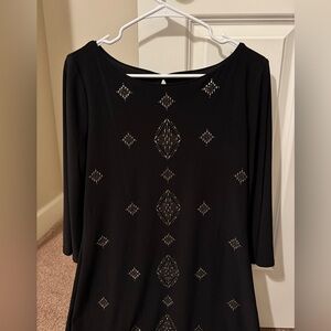 White House Black Market Beaded Black Cocktail Dresss